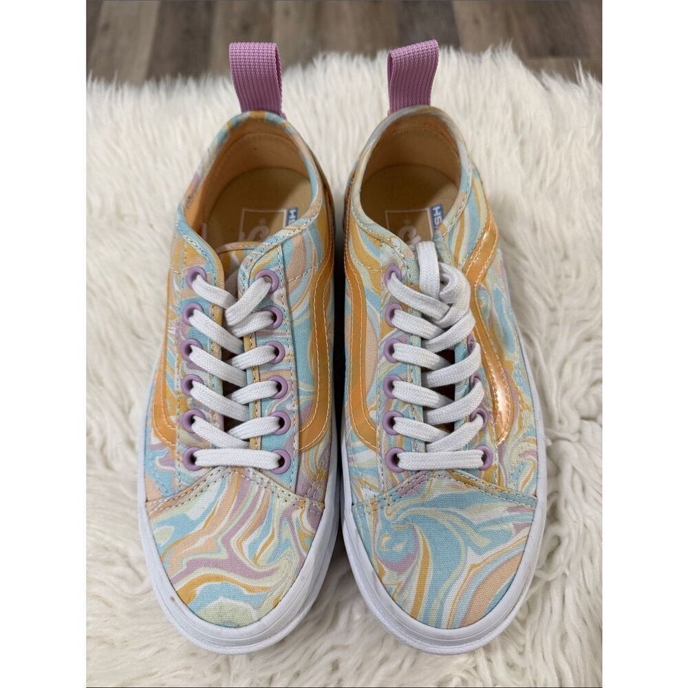 Vans Pastel Swirl Low-Top Sneakers in Pastel Blue, Yellow & Pink Size 6
